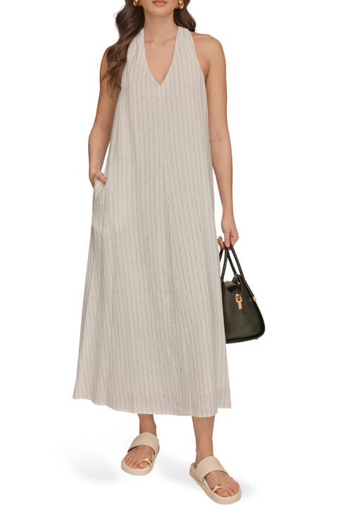 Sleeveless Linen Blend Midi Dress