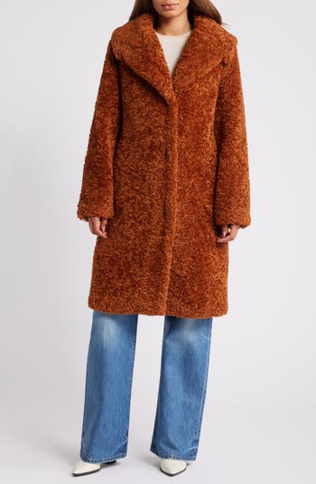 SAM EDELMAN SAM EDELMAN SHAWL COLLAR FAUX SHEARLING COAT 