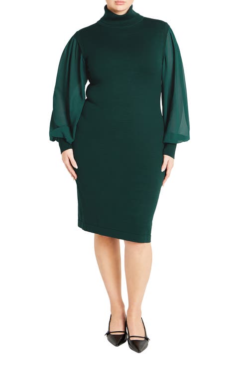 Jaylani Mock Neck Long Sleeve Dress (Plus)