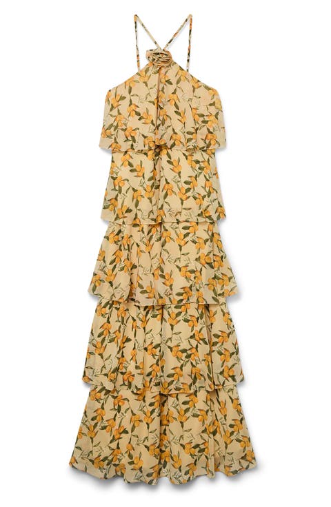 Lana Ruffle Tiered Halter Dress