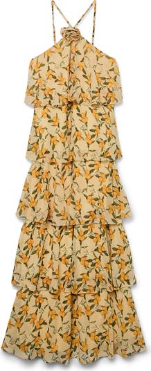 Lana Ruffle Tiered Halter Dress