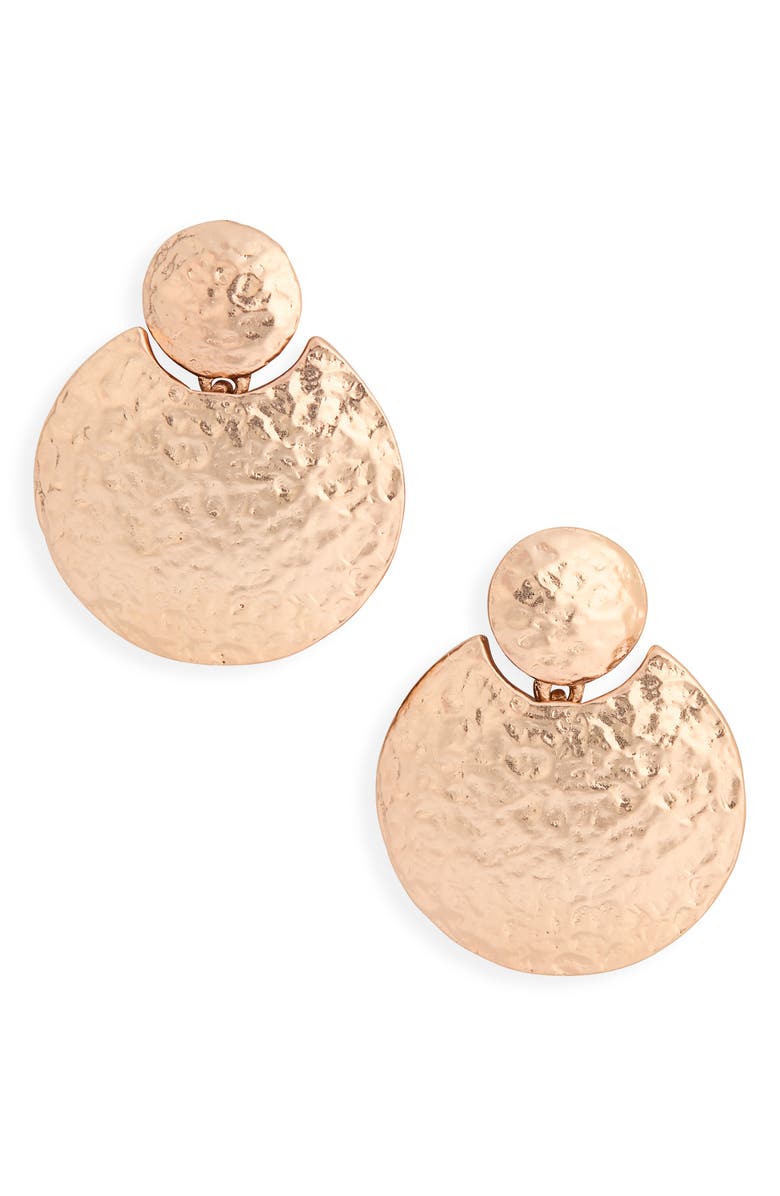 Karine Sultan Circle Statement Drop Earrings, Main, color, Rose Gold