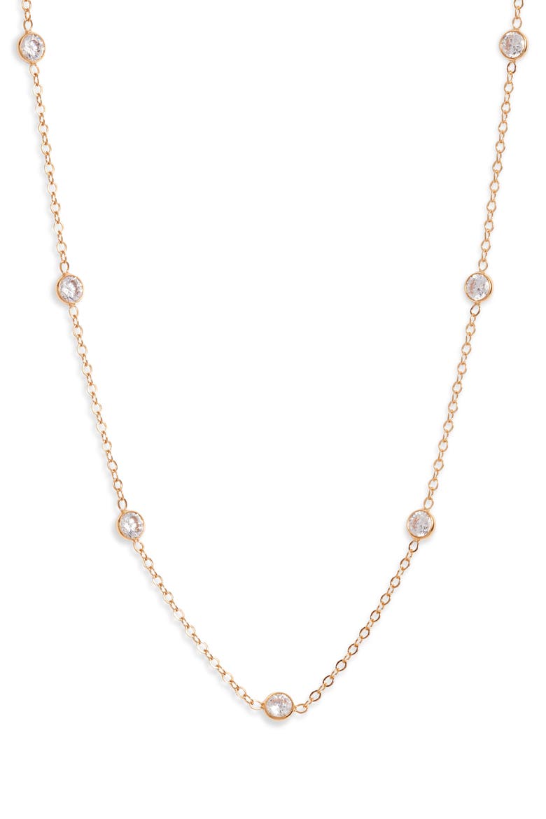 Faye Cubic Zirconia Necklace, Main, color, GOLD