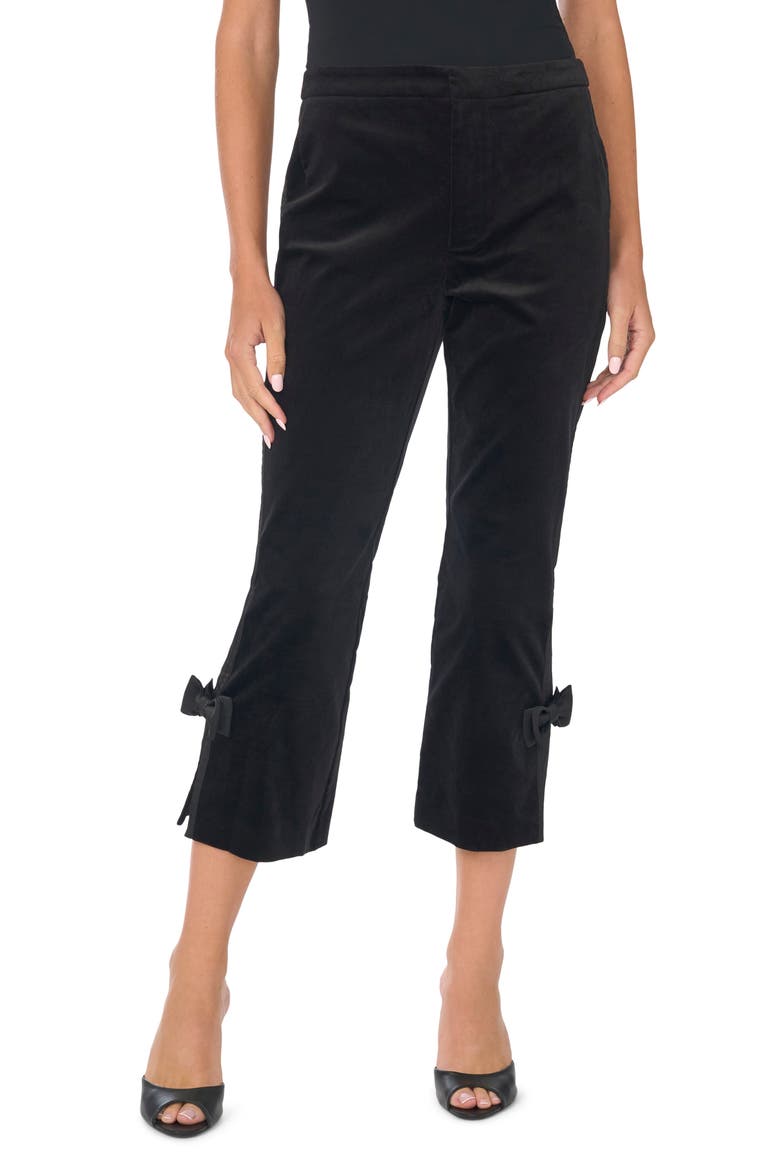 Bow Appliqué Cropped Pants, Main, color, RICH BLACK