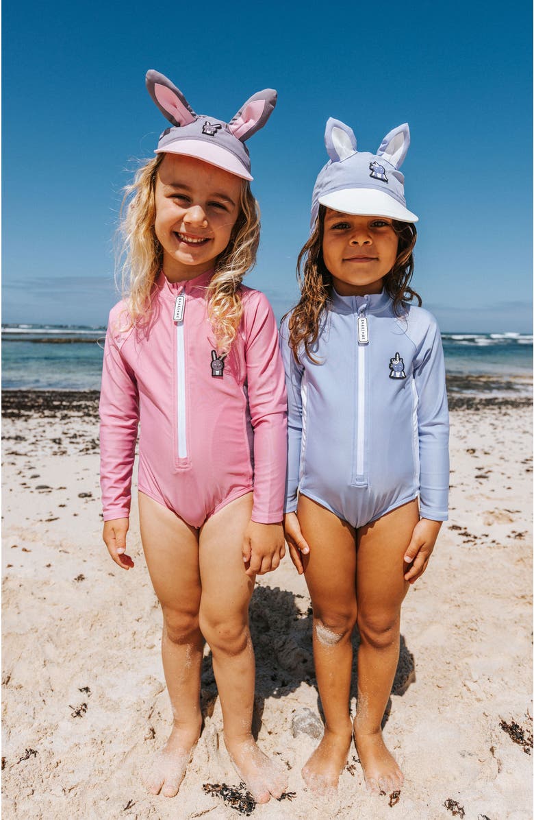 Roarsome Hop Swimsuit Little Kids & Big Kids, Alternate, color, Medium Pink