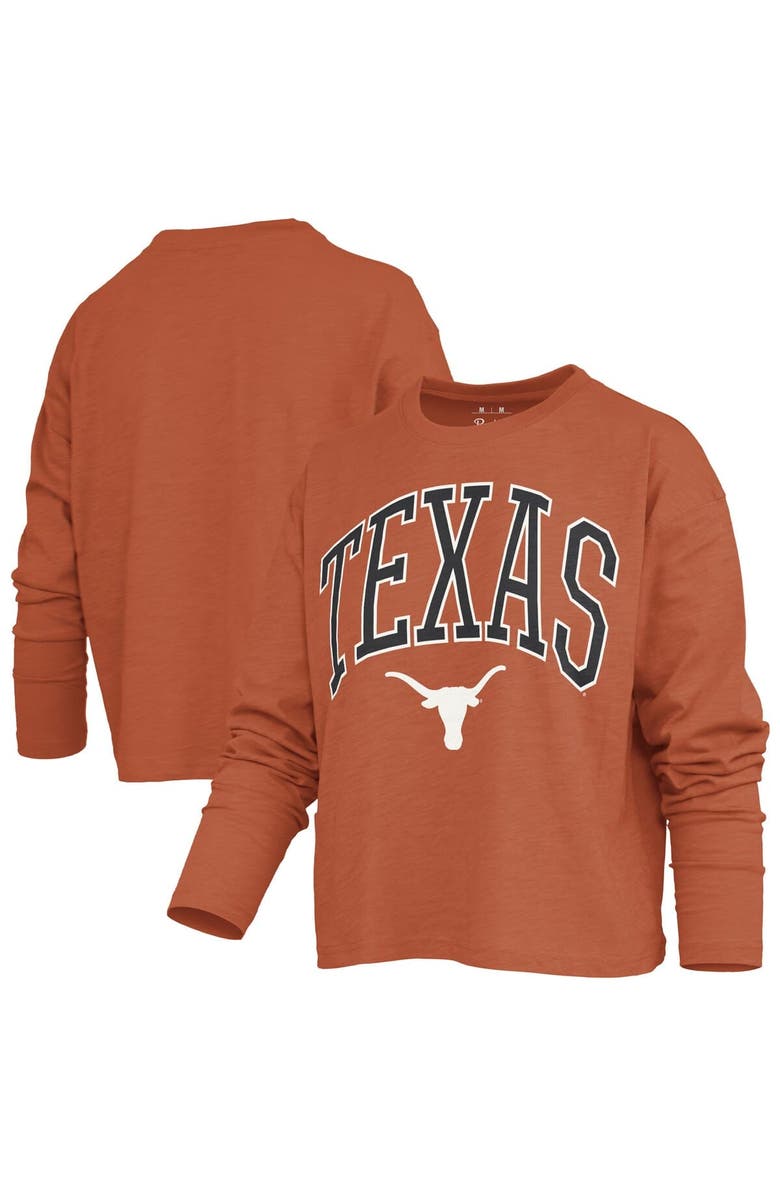 PRESSBOX Women's Pressbox Texas Orange Texas Longhorns Motley Boxy Waist-Length Long Sleeve T-Shirt, Alternate, color, Burnt Orange