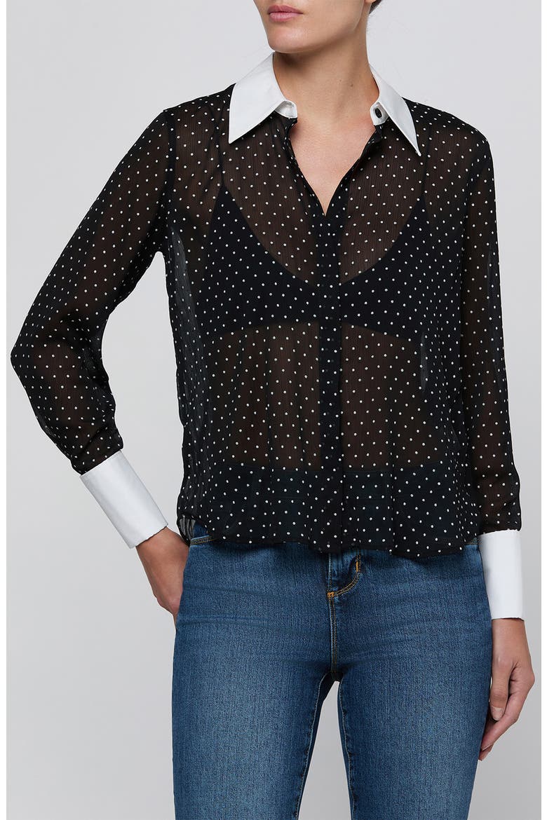 Sona Polka Dot Shirt, Main, color, BLACK/ WHITE POLKA DOT