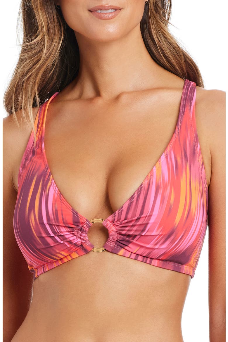 Ikat D-Cup Underwire Bikini Top, Main, color, FIESTA PINK