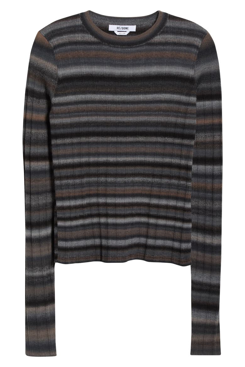 Space Dye Stripe Rib Wool Sweater, Alternate, color, BLACKCOMBO