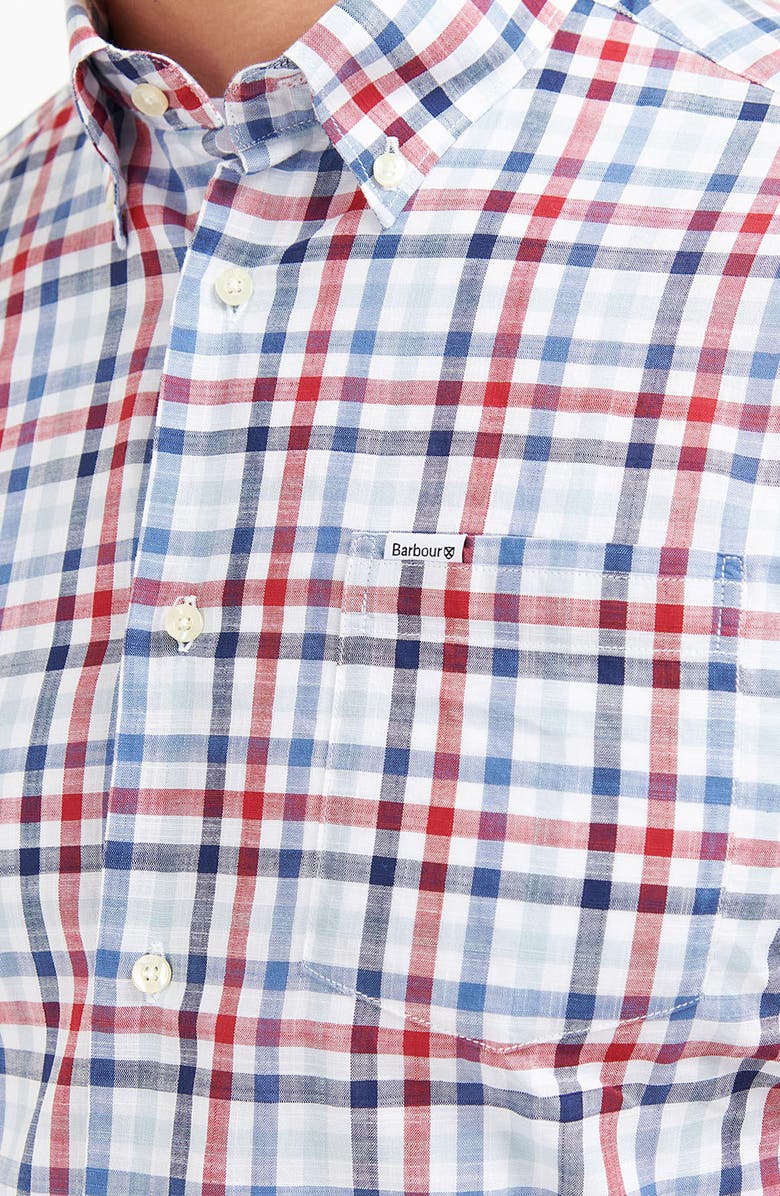 Barbour Kinson Tailored Fit Short Sleeve Button-Down Shirt, Alternate, color, Red