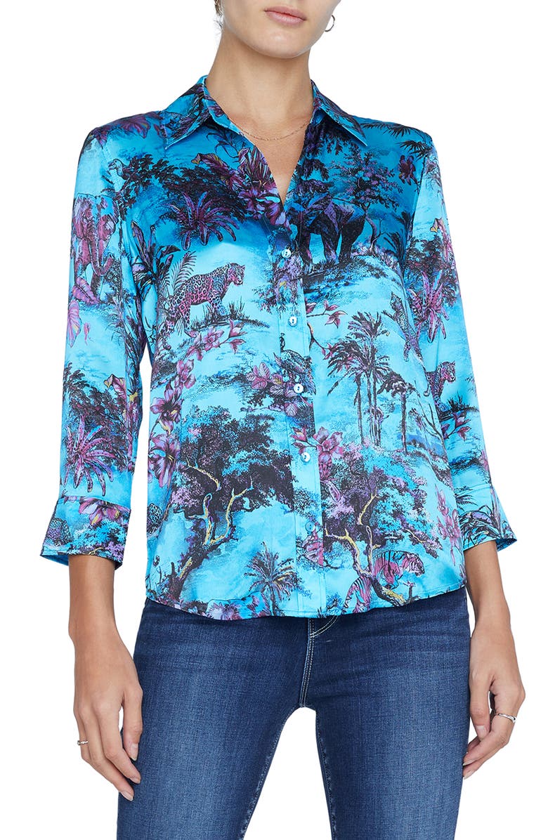 L'AGENCE Dani Jungle Print Silk Shirt, Main, color,