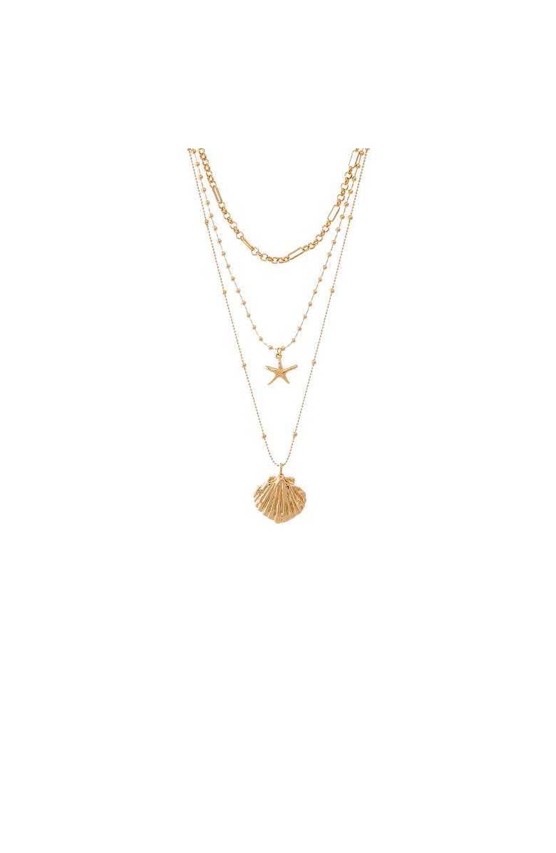BY ADINA EDEN Starfish & Shell Layered Necklace, Main, color, Gold