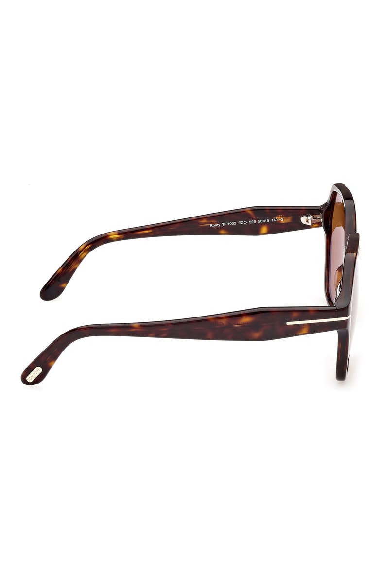 Romy 56mm Geometric Sunglasses, Alternate, color, SHINY DARK HAVANA / BROWN