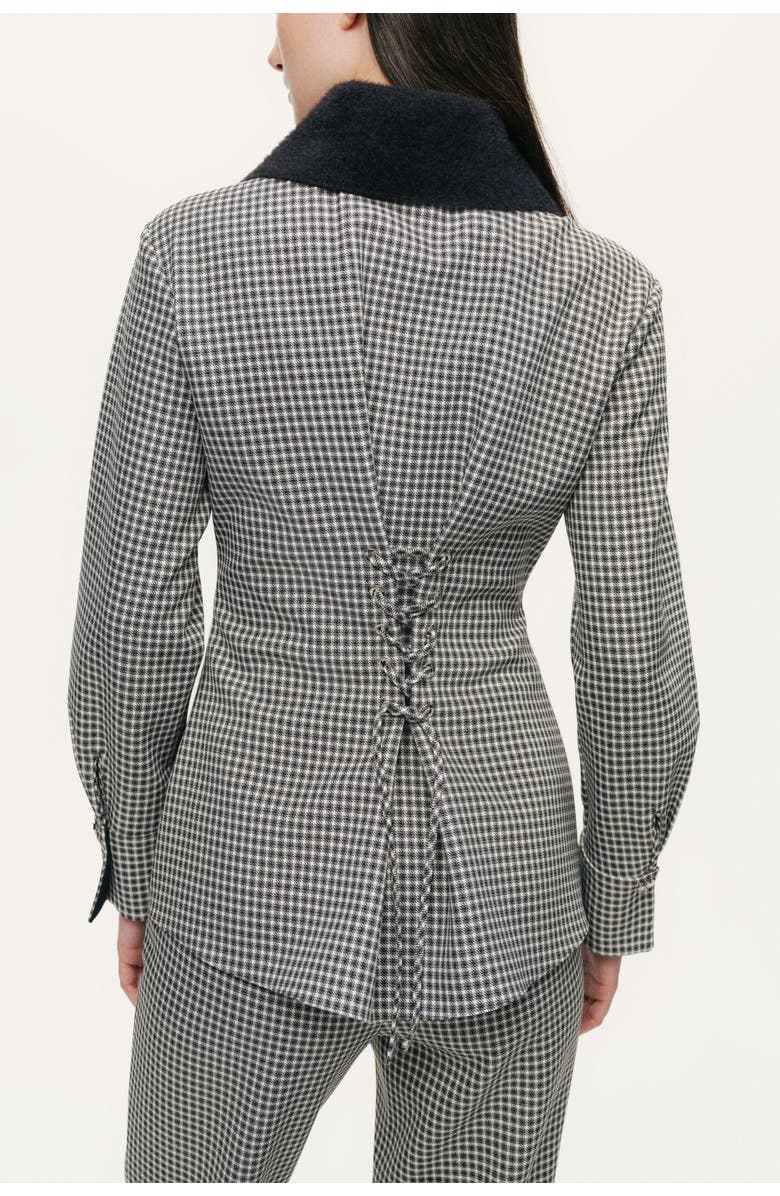 Nocturne Corset-Back Checked Sculpted Shirt, Alternate, color, Multi-Colored