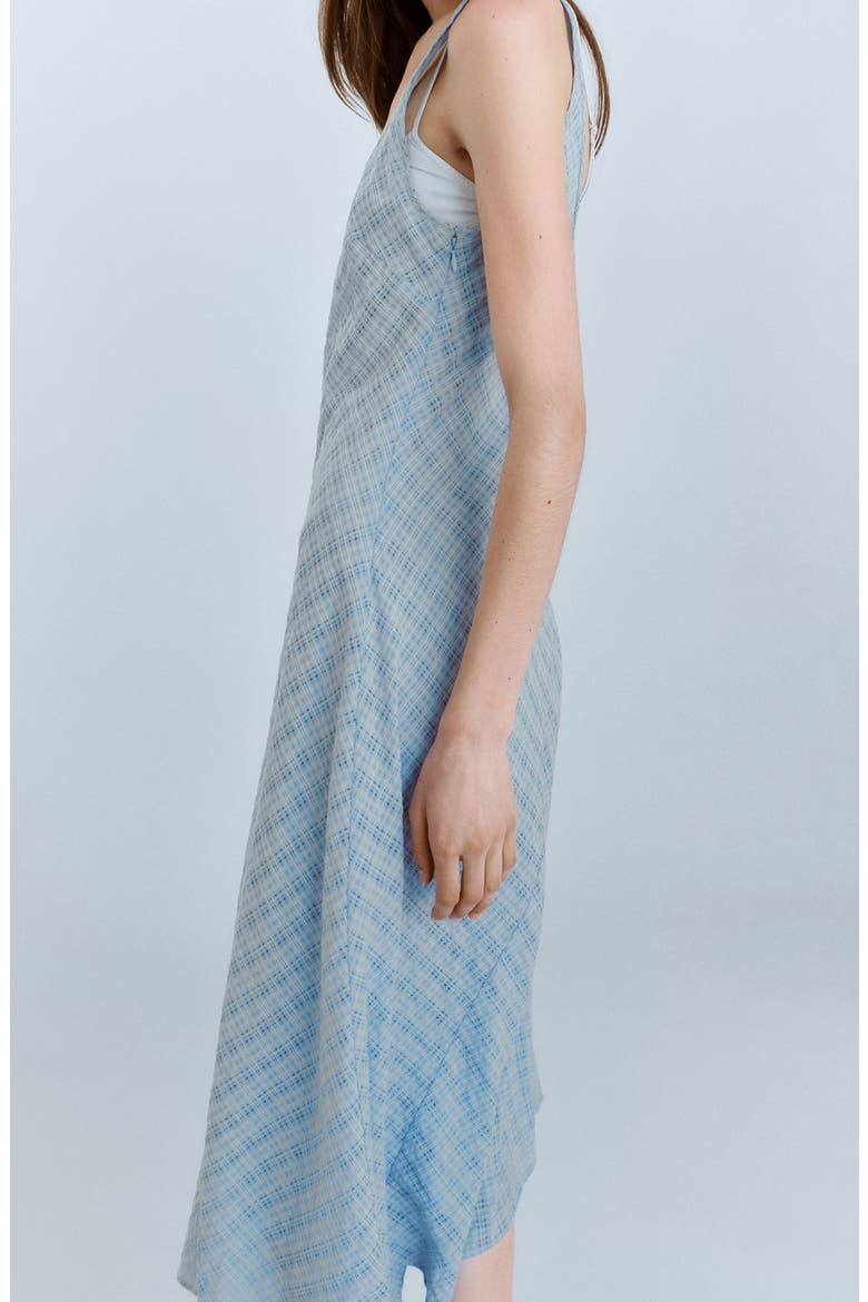 Checked Asymmetrical Midi Dress, Alternate, color, SKY BLUE