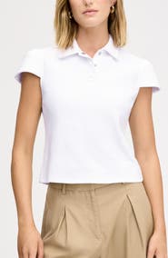 Sam Edelman Puff Sleeve Crop Polo Top