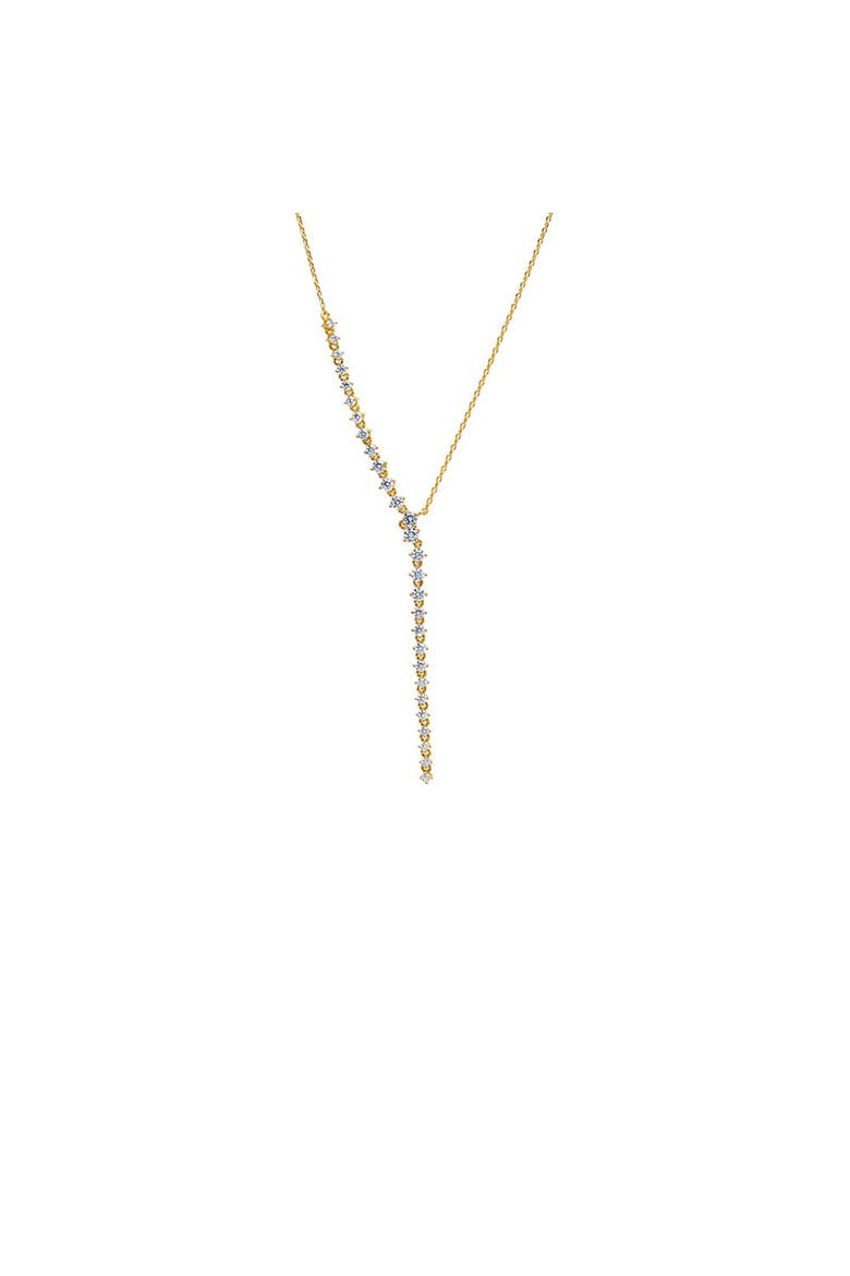 CZ Side Half Tennis Drop Lariat, Main, color, Gold