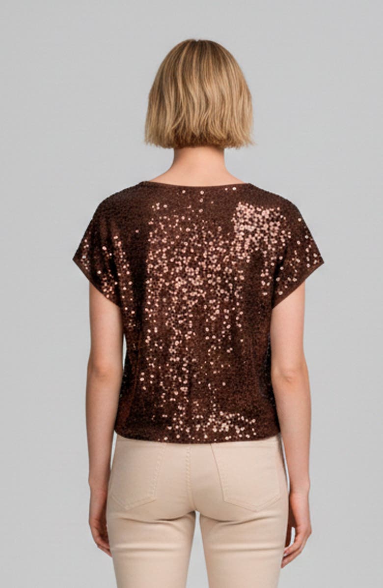ELLE Collection Sequin Tee, Alternate, color, Cappuccino
