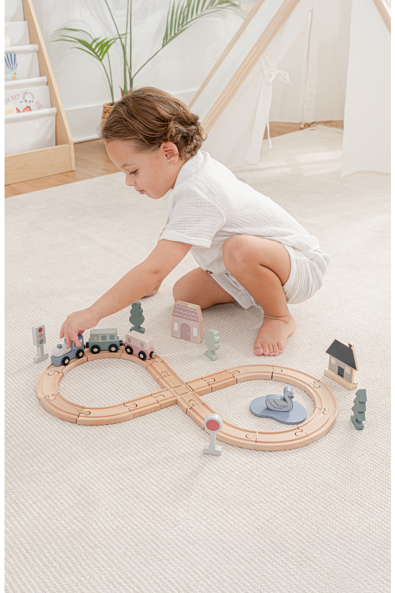 30-Piece Wooden Train Set for Toddlers Ages 1+, Alternate, color, 30 pc Set
