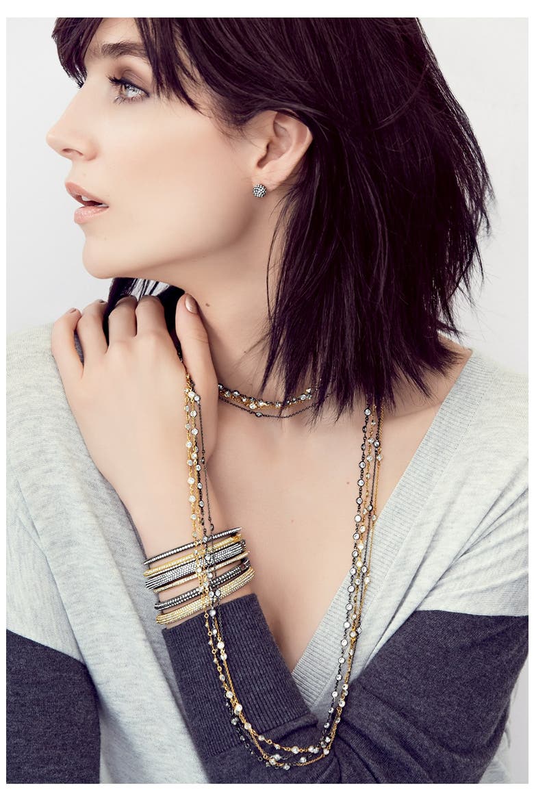 Extra Long Bezel Station Necklace (Nordstrom Exclusive), Alternate, color, HEMATITE/ CLEAR