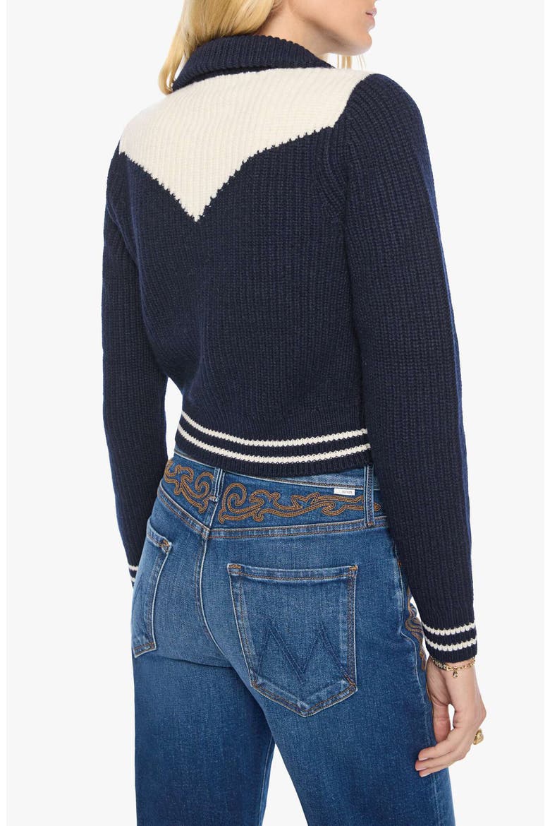 The Baby Raquette Cardigan, Alternate, color, NAVY AND IVORY