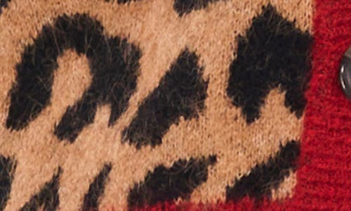 1.state Colorblock Trim Leopard Spot Cardigan In Animal Print