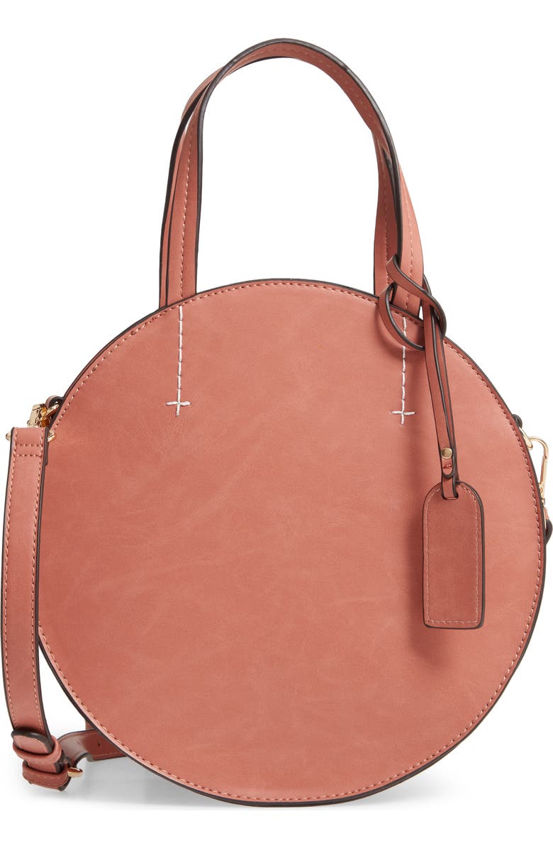 Sole Society Palermo Canteen Faux Leather Circle Crossbody Bag, Main, color,