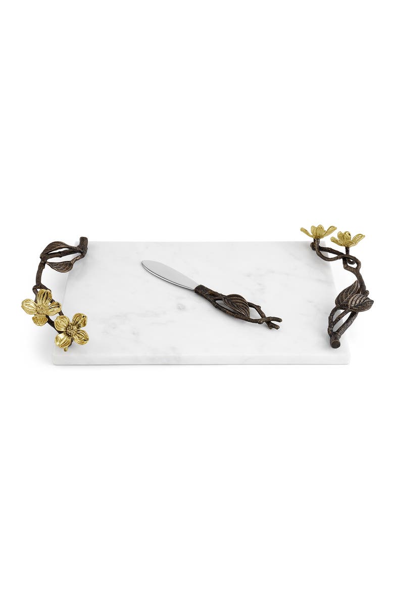 Dogwood Small Cheeseboard & Knife Set, Main, color, WHITE MULTI