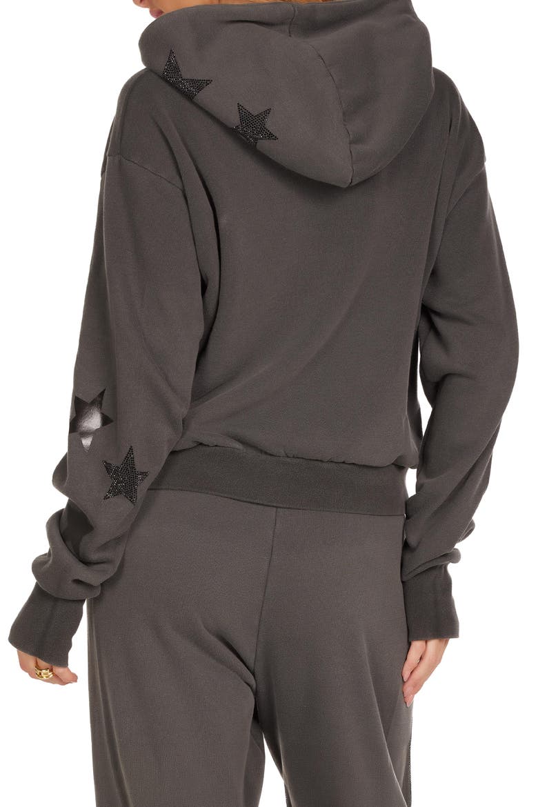 Lainey Black Crystal Multi Stars Hoodie, Alternate, color, Pigment Black