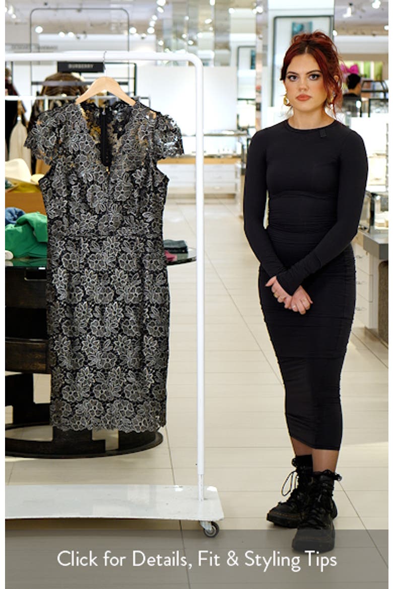 Metallic Floral Lace Sheath Dress video