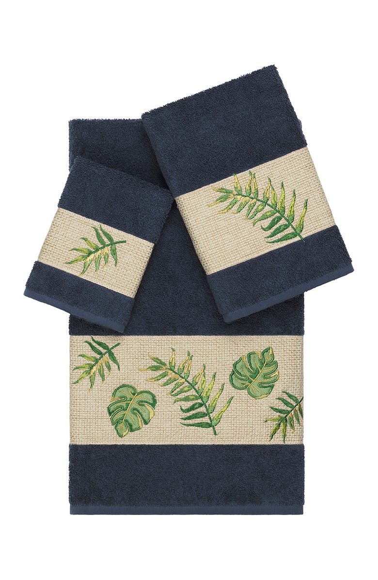 Linum Home Textiles Zoe 3-Piece Embellished Towel Set - Midnight Blue, Main, color, Midnight Blue