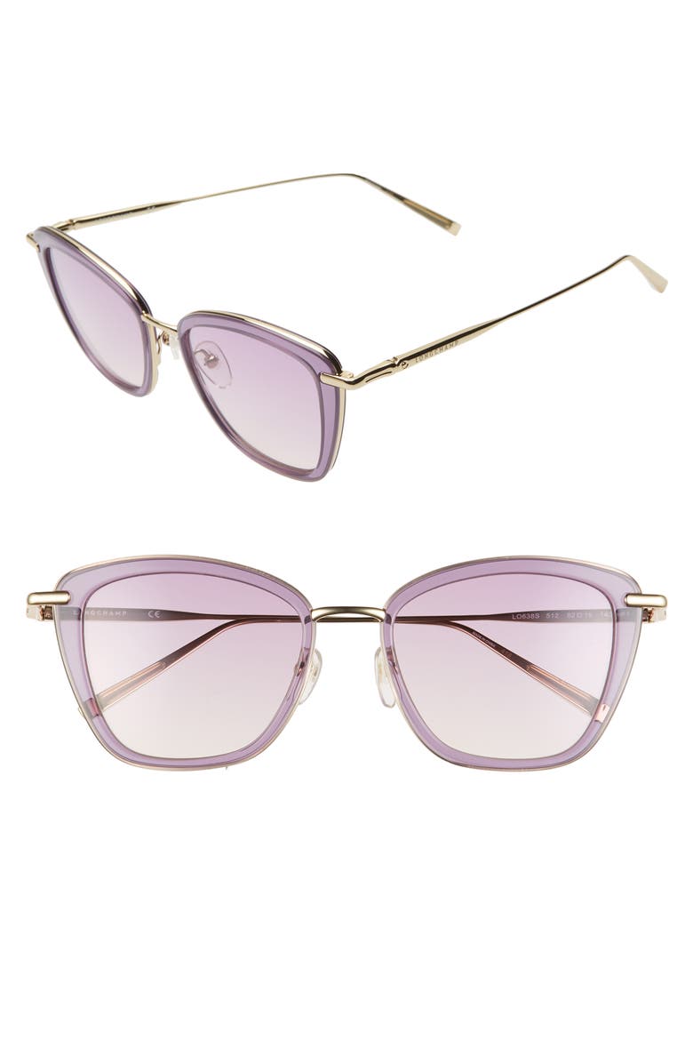 Roseau 52mm Gradient Square Sunglasses, Main, color, PURPLE
