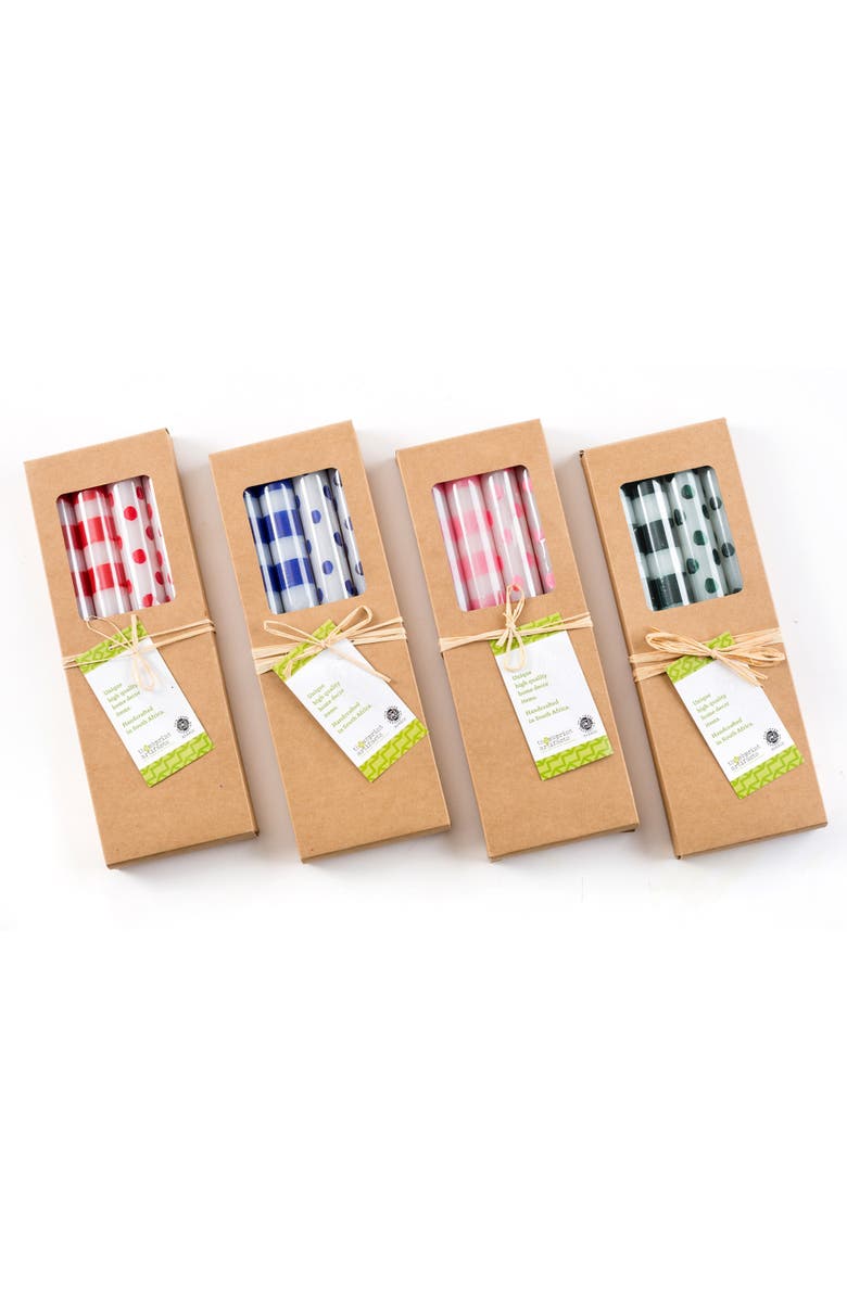 Thumbprint Artifacts Pink Dots & Stripes Tapers - Gift Box of 4, Alternate, color, Pink Dots