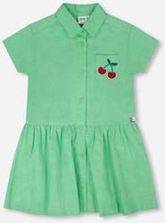 Deux par Deux Embroidery Cotton Short Sleeve Shirt Dress