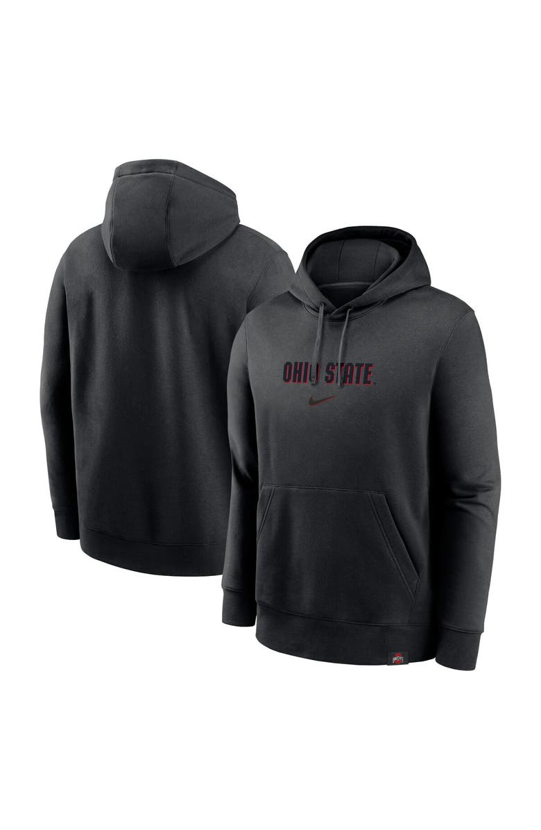 Nike Men's Nike Black Ohio State Buckeyes Statement Wordmark Lockup Pullover Hoodie, Main, color, 