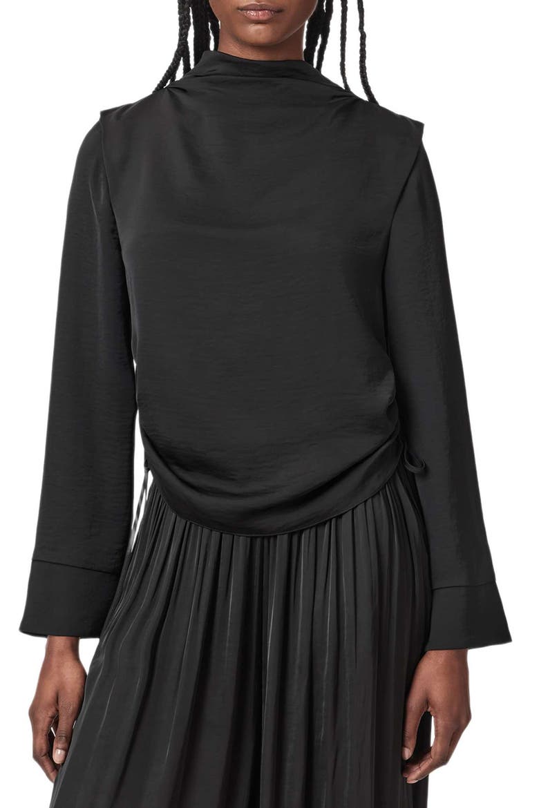 Leslie Cowl Neck Long Sleeve Top, Main, color, BLACK