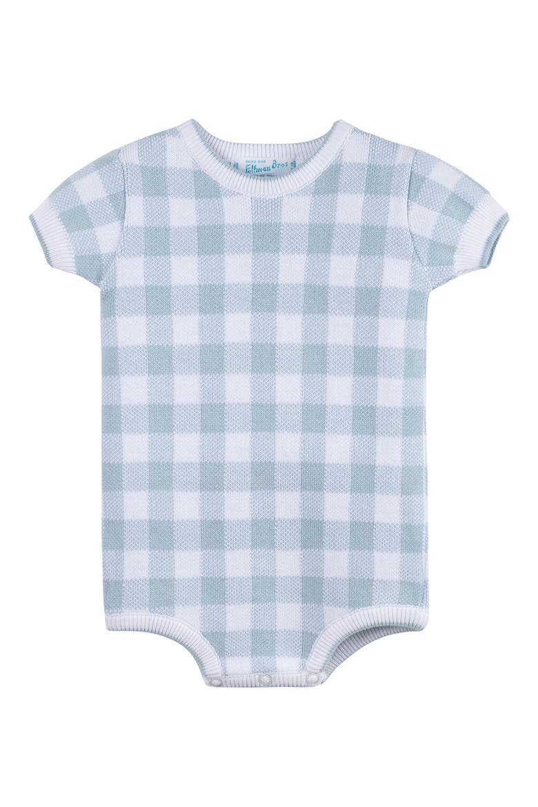 Gingham Cotton Romper, Main, color, POWDER BLUE