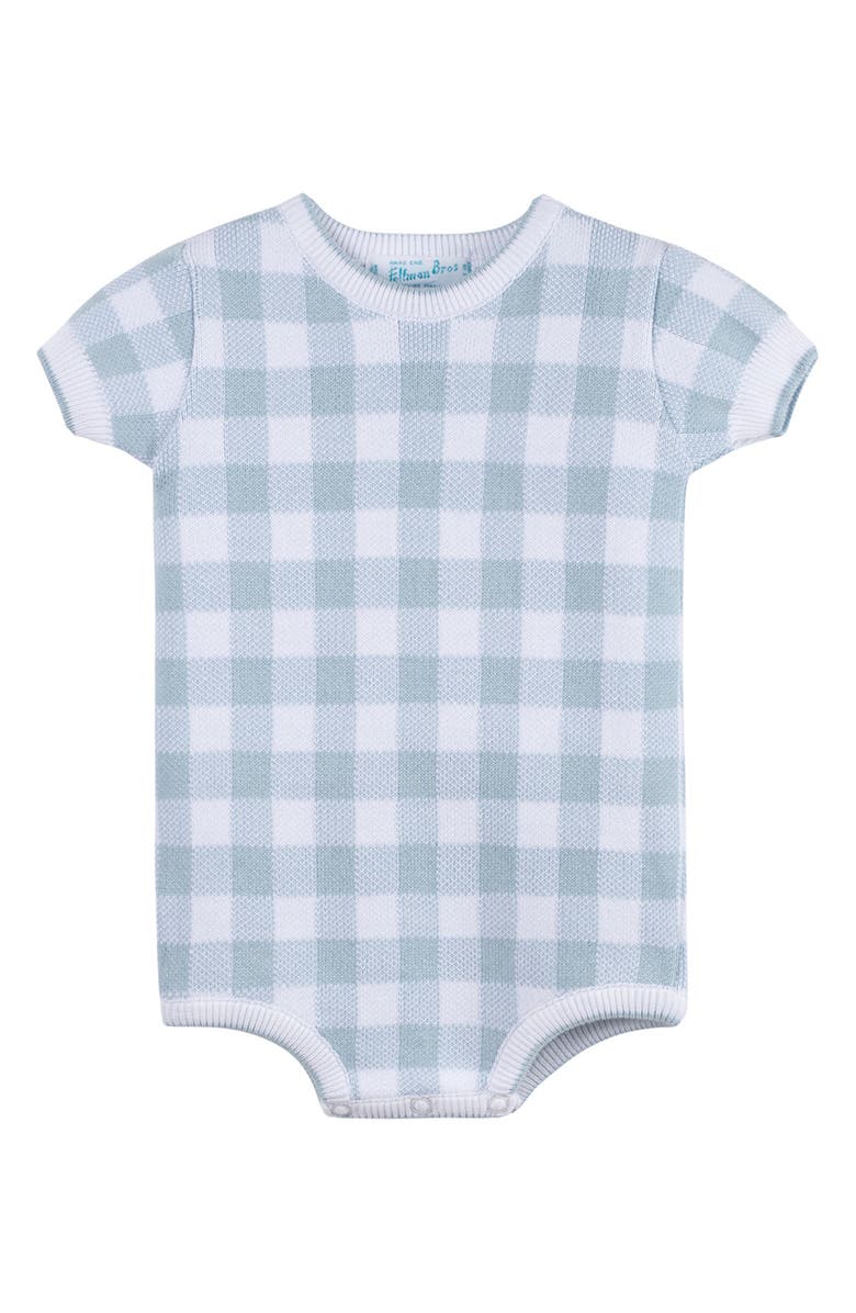 Feltman Brothers Gingham Cotton Romper, Main, color, Powder Blue