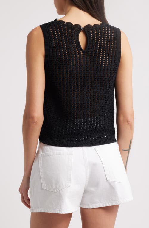 Frame Womens The Tulip Open-knit Cotton Tank Top Black In Black