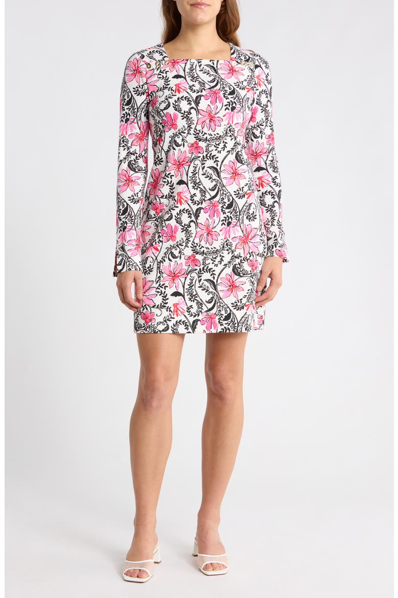 Aubri Long Sleeve Shift Dress, Main, color, WHITE