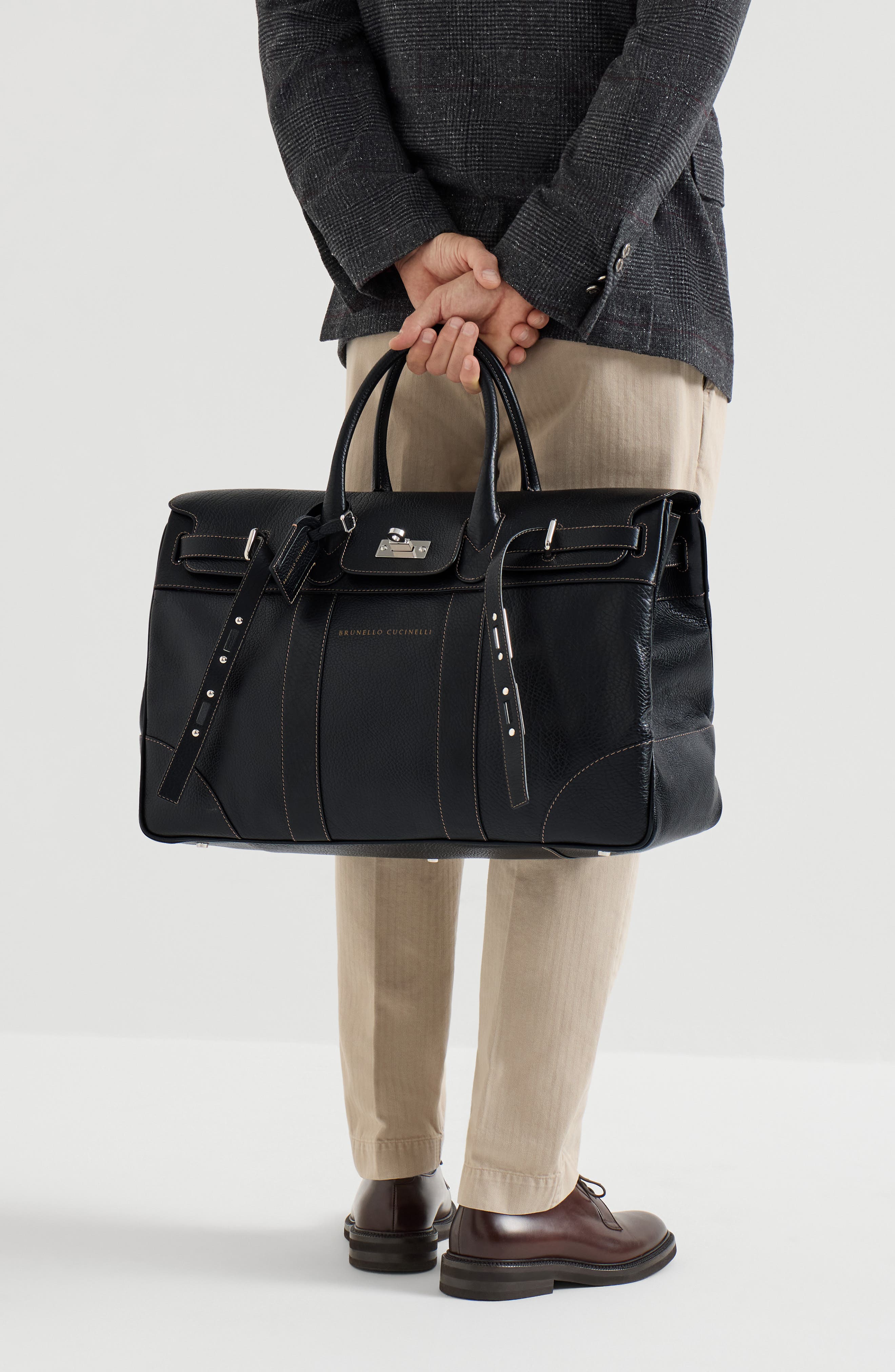 Grained calfskin country bag, Alternate, color, Black