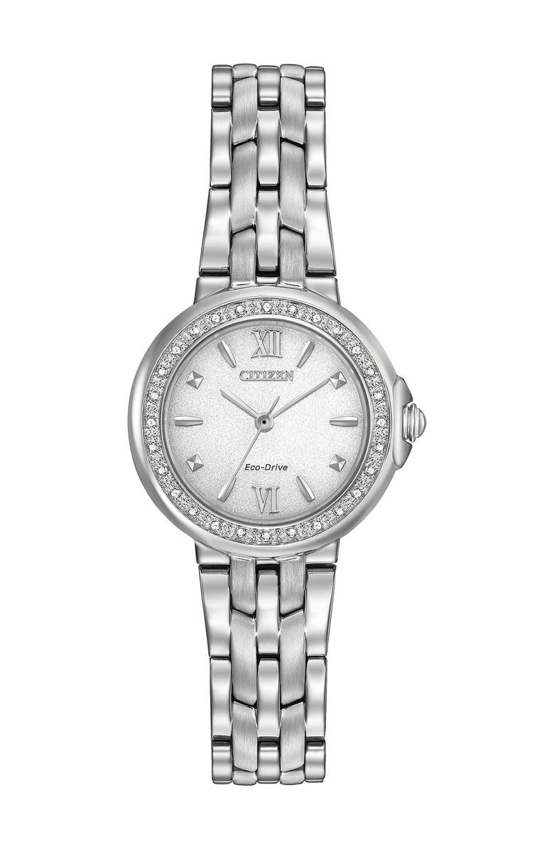 Citizen Women's Eco-Drive Stainless Steel Diamond Bracelet Watch, 28mm, Alternate, color,
