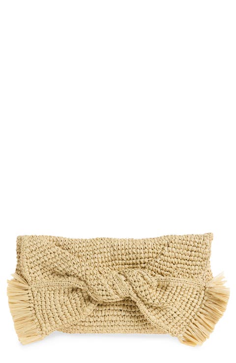 Oversize Bow Raffia Clutch