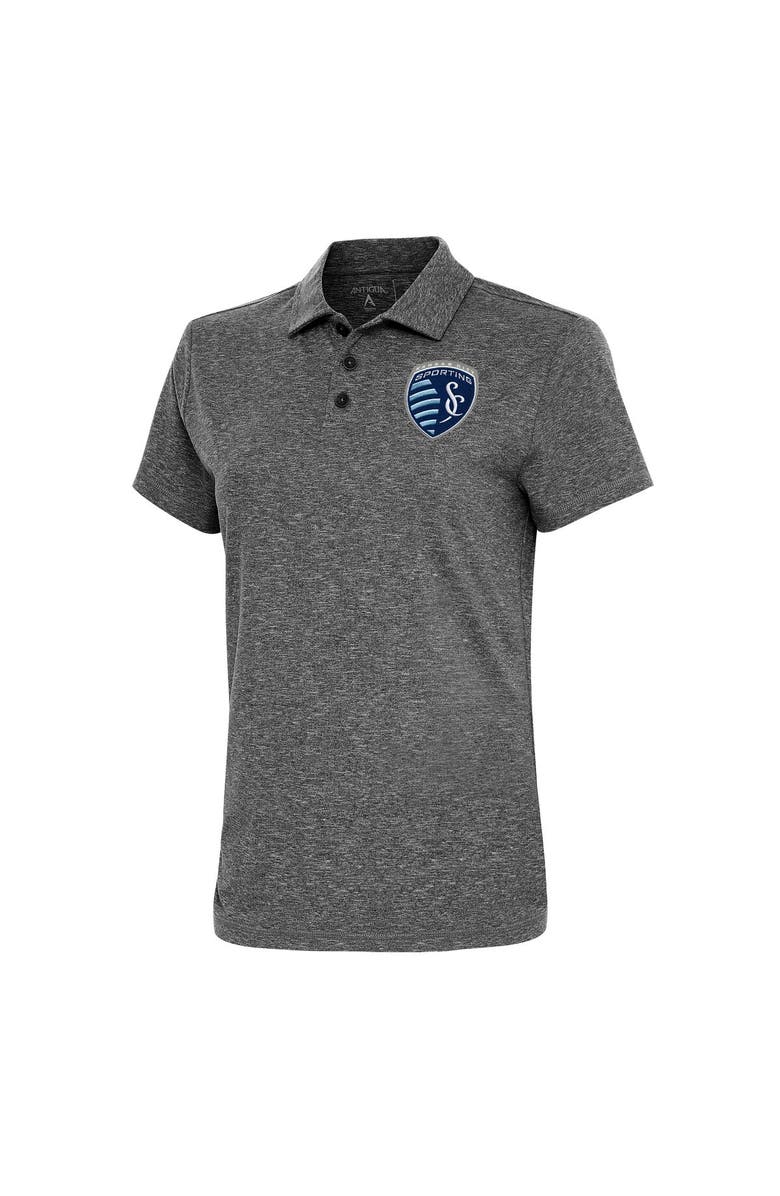 ANTIGUA Women's Antigua  Heather Black Sporting Kansas City Motivated Polo, Alternate, color, 