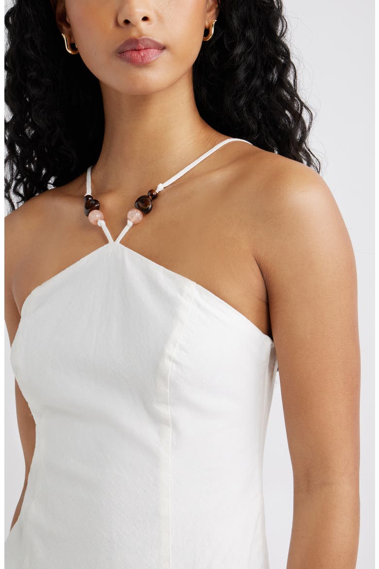 Halter Neck Linen Blend Minidress, Alternate, color, WHITE