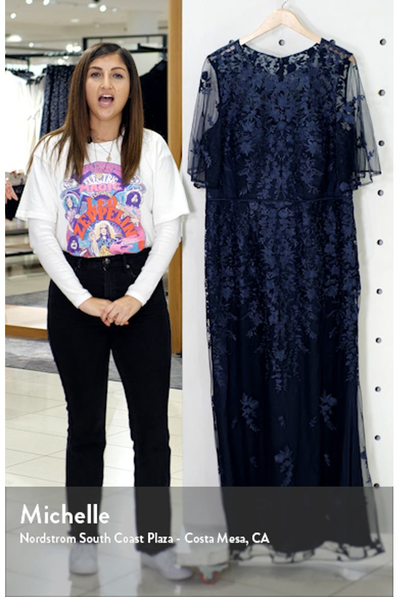 JS Collection Floral Embroidered Flutter Sleeve Gown video