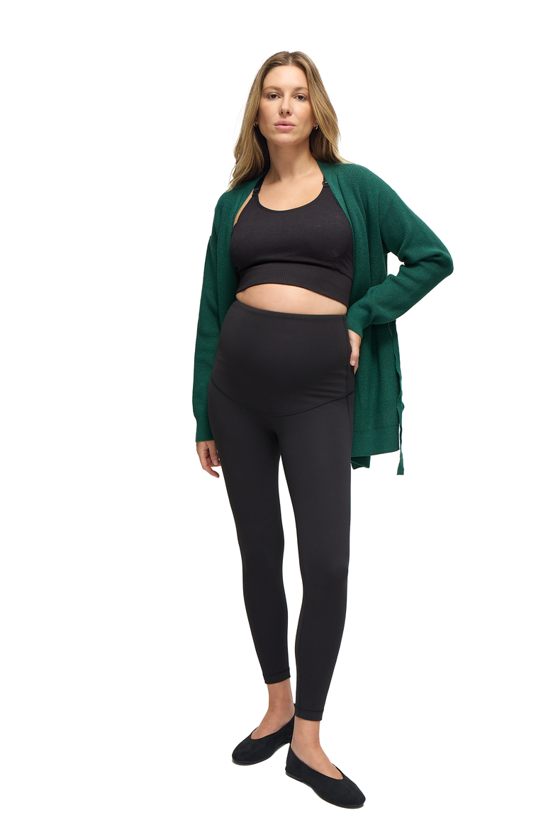 Ribbed Knit Crossover Maternity Nursing Cardigan, Alternate, color, Olive