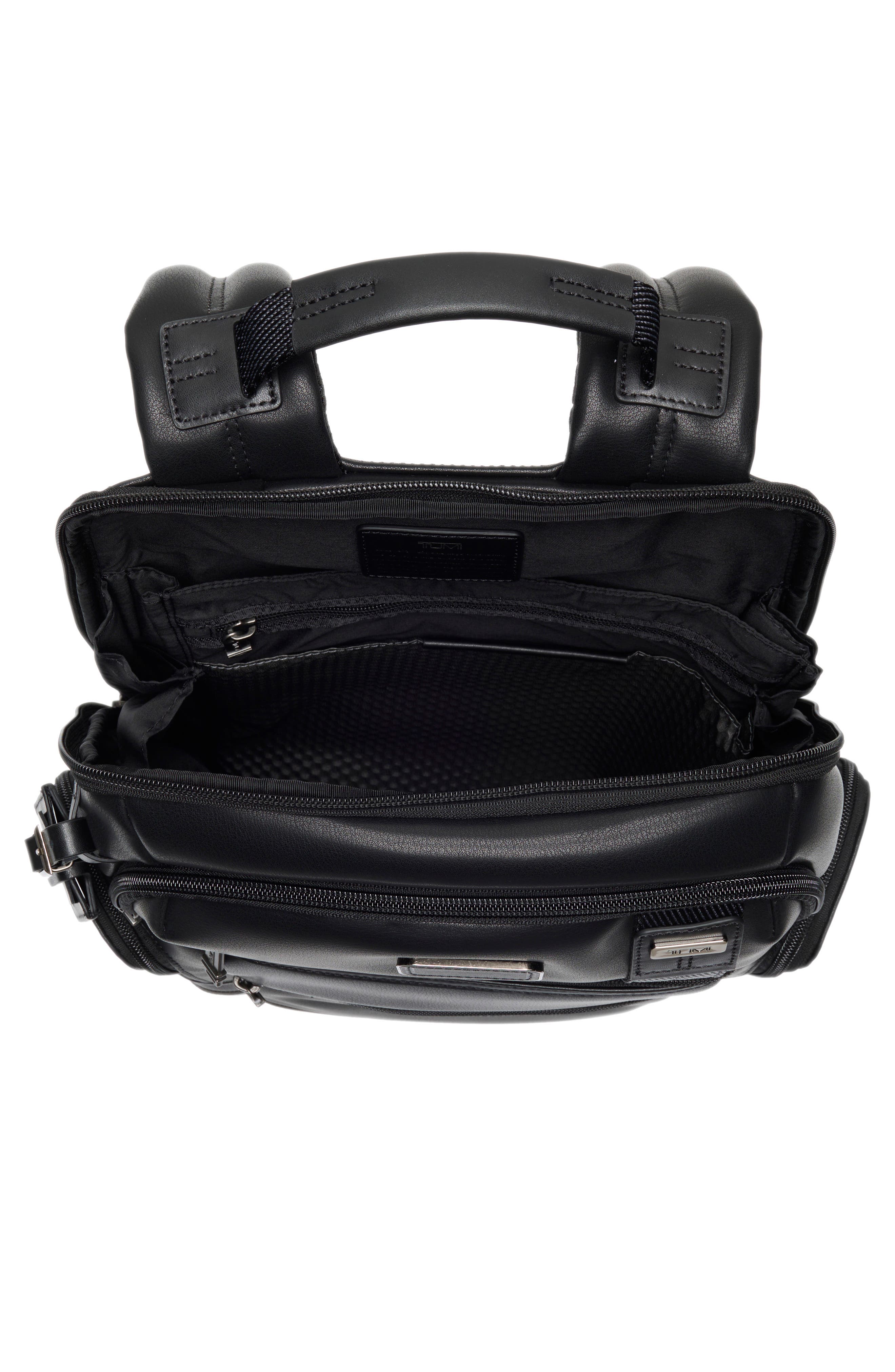 TUMI Parrish Leather Backpack, Alternate, color, Black