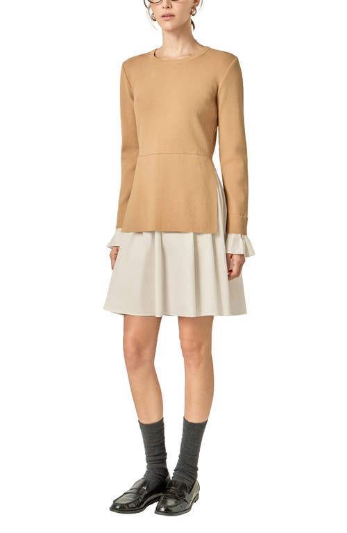 English Factory Combo Knit & Poplin Dress In Multi