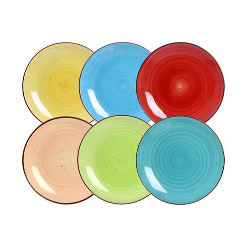 Elama Sebastian 24 Piece Double Bowl Stoneware Dinnerware Set In Assorted Colors In Multi